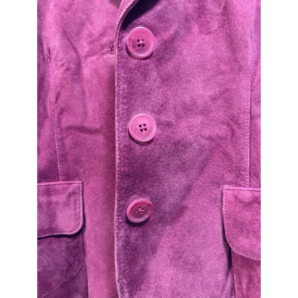 Y2K Valerie Stevens 100% Genuine Suede Leather Cropped Hot Pink Jacket Sz M